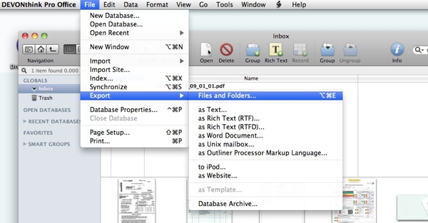Devonthink Export