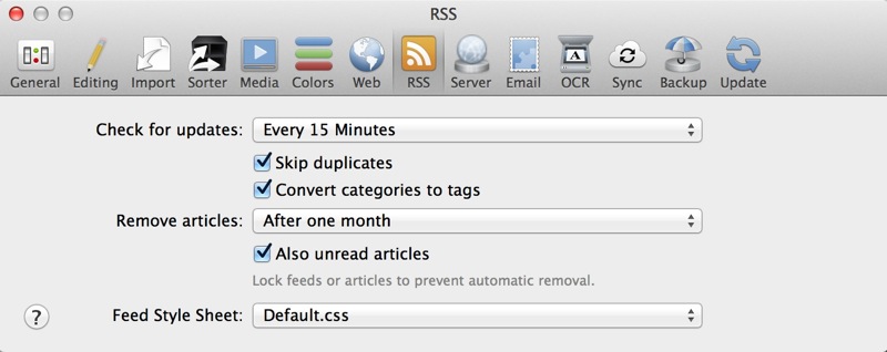 RSS Settings