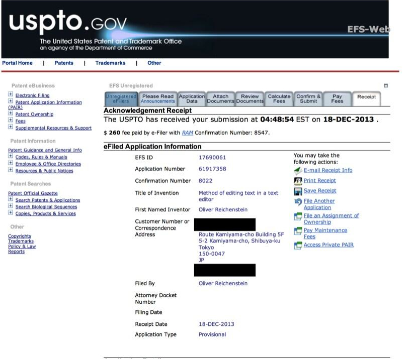 iA Patent Application