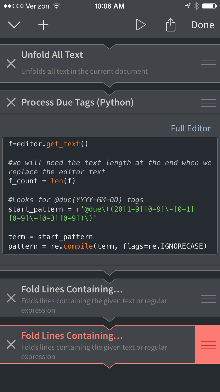 Processing Due Tags