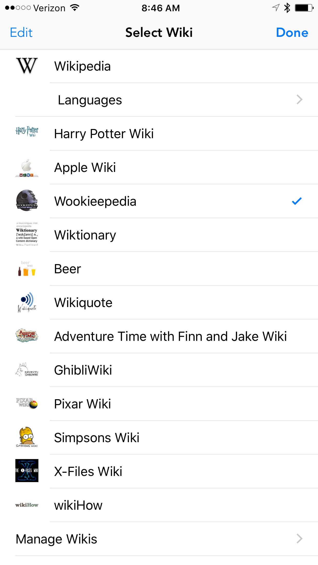 Wikipanion Wiki List