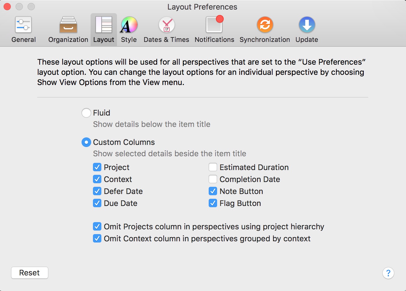 Column Settings