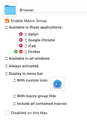 Menu bar macro group